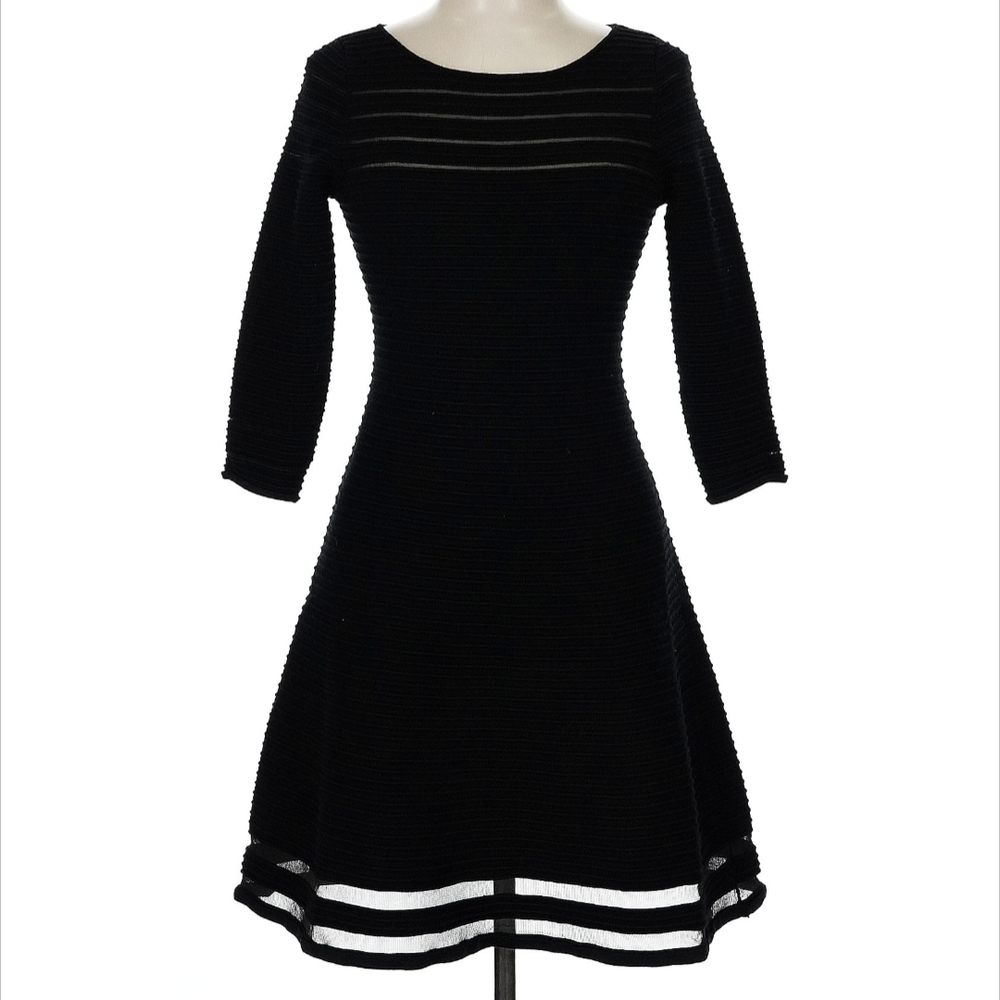 Eliza J 3/4 Sleeve Black Fit & Flare Cocktail Dress Size S